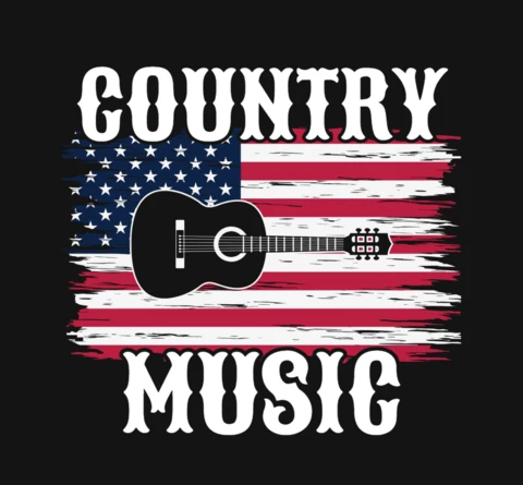 Guitar Country Music American Flag T-Shirt Template