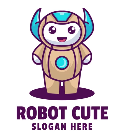 Cute Robot Logo Design Template