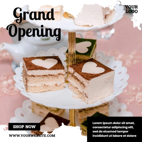 White And Scratched Wedding Cake Instagram Post Design Template