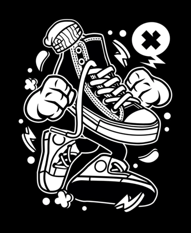 Old School Converse Shoe Cartoon Character T-shirt Design Template