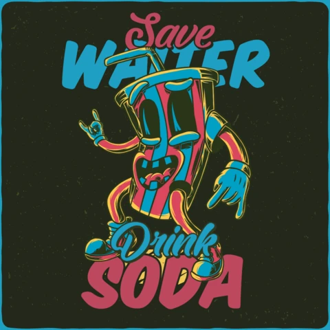 Save Water Drink Soda Funny Character T-Shirt Design