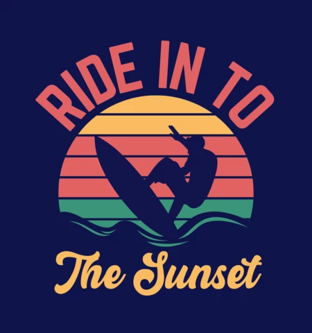 Ride In To The Sunset Surfing T-shirt Design Template