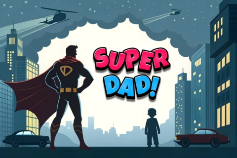 Super papa ! modèle de design en style bande dessinée pour les célébrations de la fête des pères super-héros