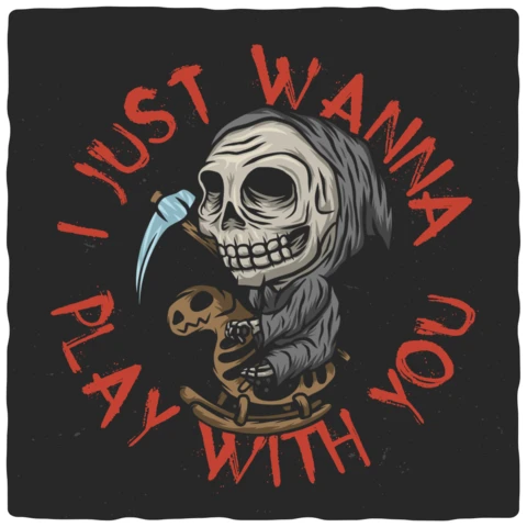 Little Death On Toy Horse T-shirt Design Template