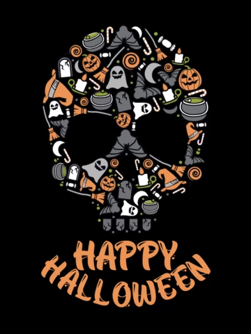 Happy Halloween Skull T-Shirt Design Template