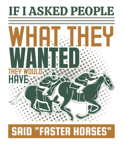 Vintage Typography Design Template: 'Faster Horses' Quote with Racing Horses Art