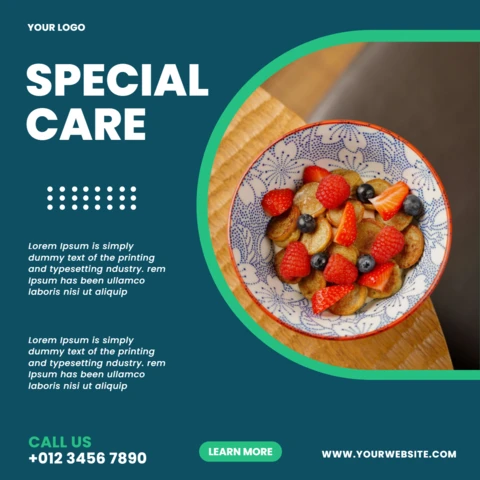 Blaue medizinische gesundheitspflege instagram post design vorlage