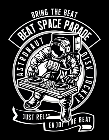 Astronaut Disk Jockey T-Shirt Design Template