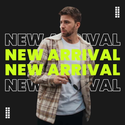 Modèle de conception d'un message pour les médias sociaux pour la nouvelle arrivée d'un vêtement de mode