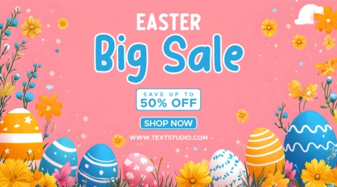 Easter Big Sale Design Template - Colorful Floral and Egg Art Style