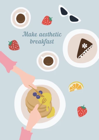 Retro Breakfast Poster Design Template