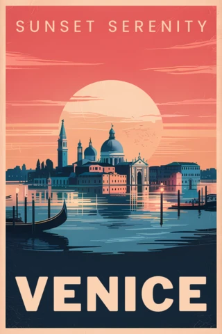 Venice Sunset Serenity Design Template for Travel Posters