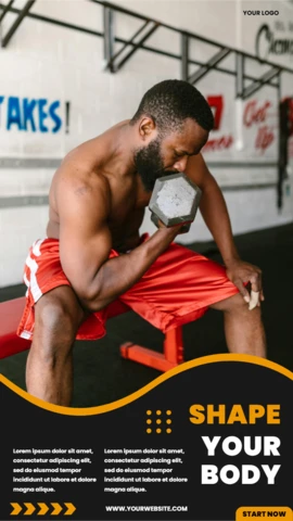 Plantilla de diseño para publicación en historias de Instagram de Shape Your Body Gym