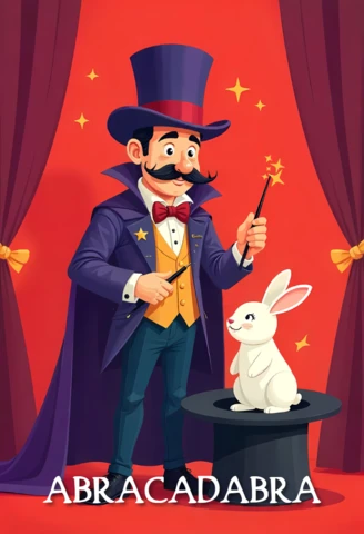 Modèle d'affiche de spectacle de magie - spectacle de magie avec lapin et chapeau