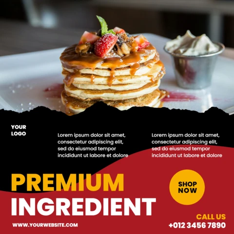 Red And Black Scratches Food Instagram Post Design Template