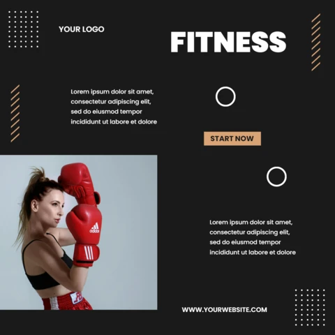 Fitness Center Social Media Poster Design Template