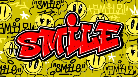 Urban Graffiti Smile Design Template for Youthful Streetwear and Accessories