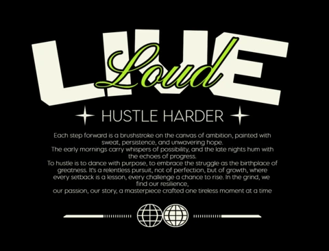 HUSTLE HARDER Motivational Ambition Quote with Artistic Grind & Bold Typography T-Shirt Design Template