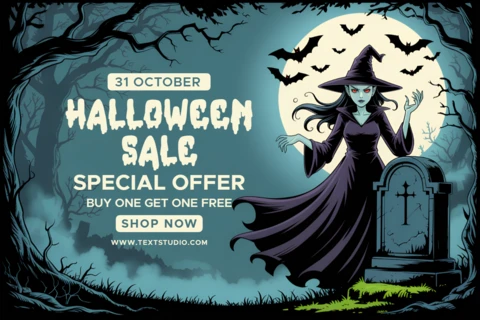 Vendita di Halloween streghe spettrali design anime per modelli di volantini promozionali