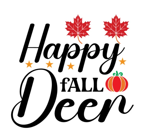 Feliz otoño ciervos calabaza plantilla de diseño de la camiseta