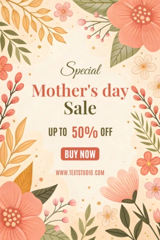 Floral Mother's Day Sale Template Design - Editable Promotional Graphic