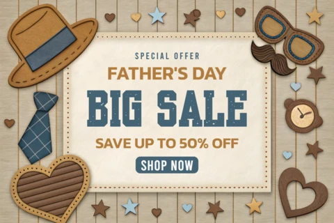 Father's Day Sale Design Template with Rustic Elements – Editable Promotion for Big Discounts