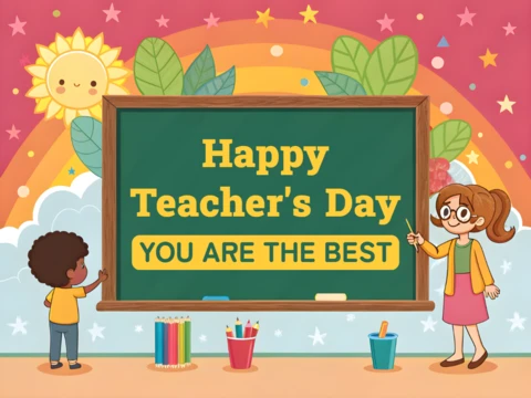 Colorful Cartoon Teacher's Day Celebration Template Design