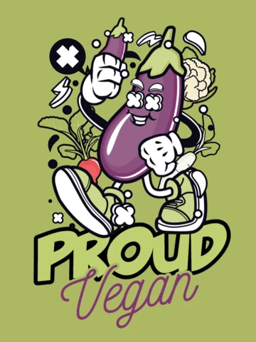 Proud Vegan Eggplant Character T-shirt Design Template