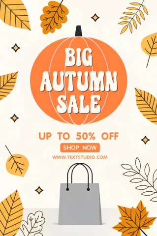 Autumn Sale Promotional Template with Pumpkin and Leaf Design for Flyers