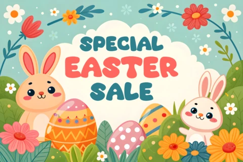 Plantilla de diseño de venta de Pascua caprichosa para promociones festivas