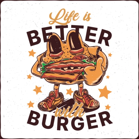 Funny Burger Character T-Shirt Template