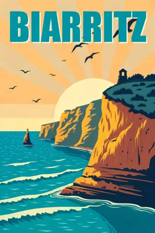 Vintage Biarritz Design Template for Travel Posters