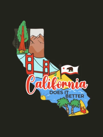 California us state t-shirt template design
