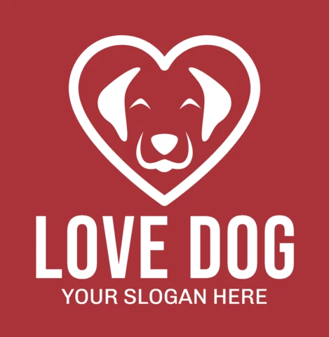 Love dog plantilla de diseño de logotipo