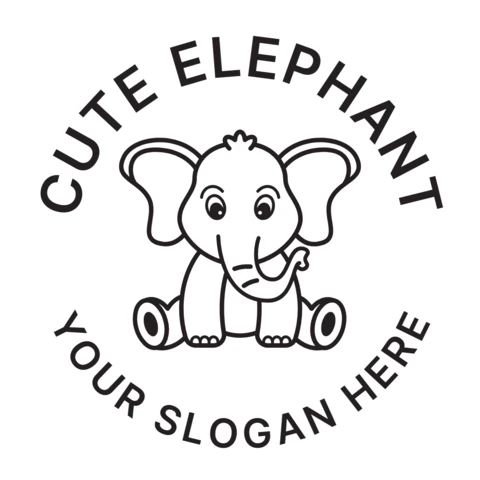 Plantilla de diseño de logotipo lindo elefante negro