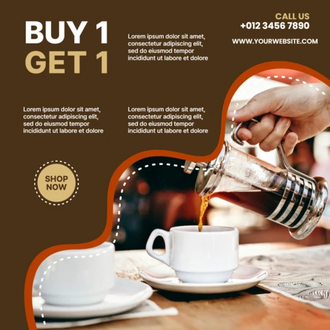 Compre 1 e leve 1 modelo de design de postagem do Instagram para promoção de café