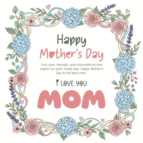 Vintage Floral Frame Mother’s Day Greeting Card Template