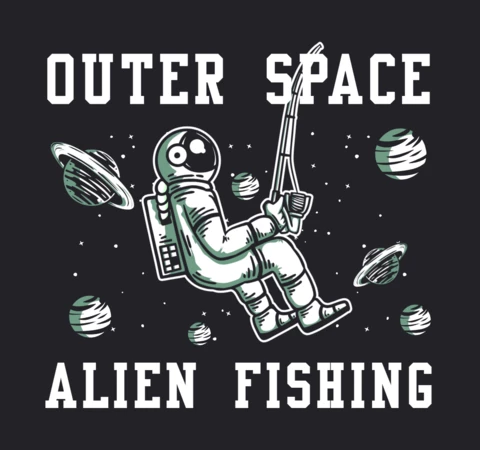 Astronaut Fishing Vintage T-Shirt Design Template