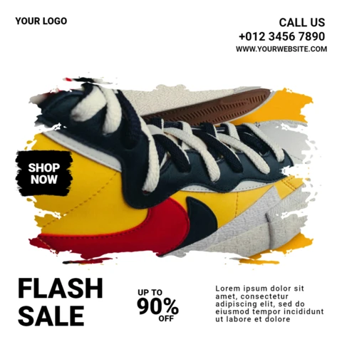 Flash Sale Streetwear Sneakers Instagram Post Design Template