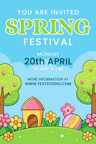 Plantilla de invitación para la fiesta de la primavera - diseño alegre y colorido