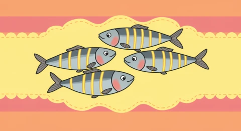 Plantilla con diseño de peces de colores para manualidades y actividades infantiles