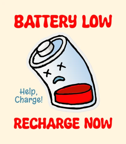 Playful Cartoon Battery Low Design Template for Recharge Reminder