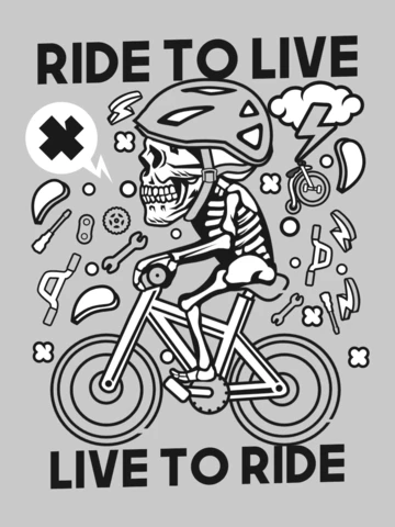 Ride To Live Skull Character T-Shirt Design Template