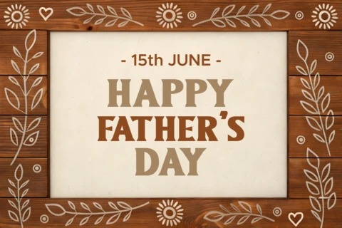 Rustic Father's Day Wishes Template with Wooden Scandinavian Chalet Design