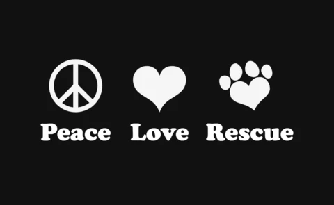 Peace love rescue pets pata plantilla de diseño de camiseta