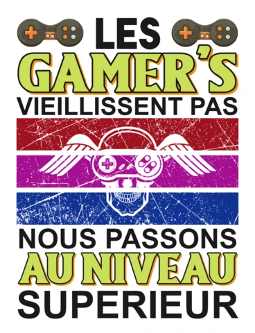 Ontwerpsjabloon gamers viellissent pas t-shirt