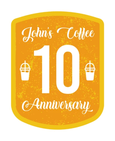 Coffee Anniversary Celebration Badge Template Design