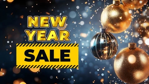 New Year Sale Golden Ornaments Design Template