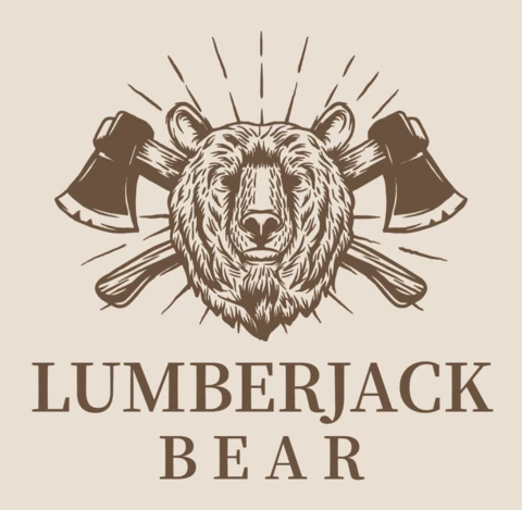 Modèle de conception de logo ours bûcheron vintage