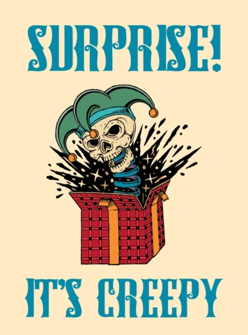 Creepy Surprise Design Template with Vintage Skull Art Poster